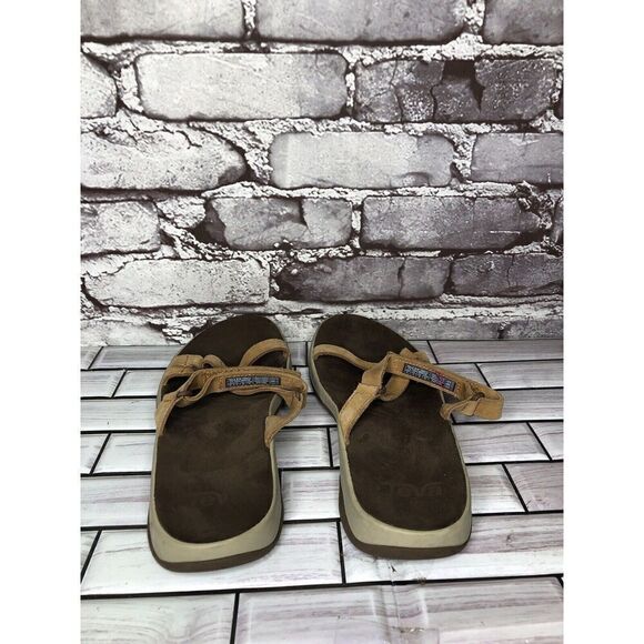 Teva Elzada Pecan Brown Leather Slides Sandals Women Sz 8M US/39EU 1099274 - Picture 9 of 16